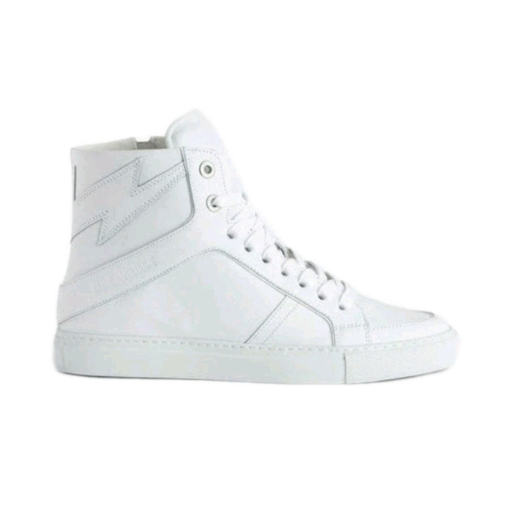 Zadig & Voltaire Womens White Leather ZV1747 High Flash Sneakers 37